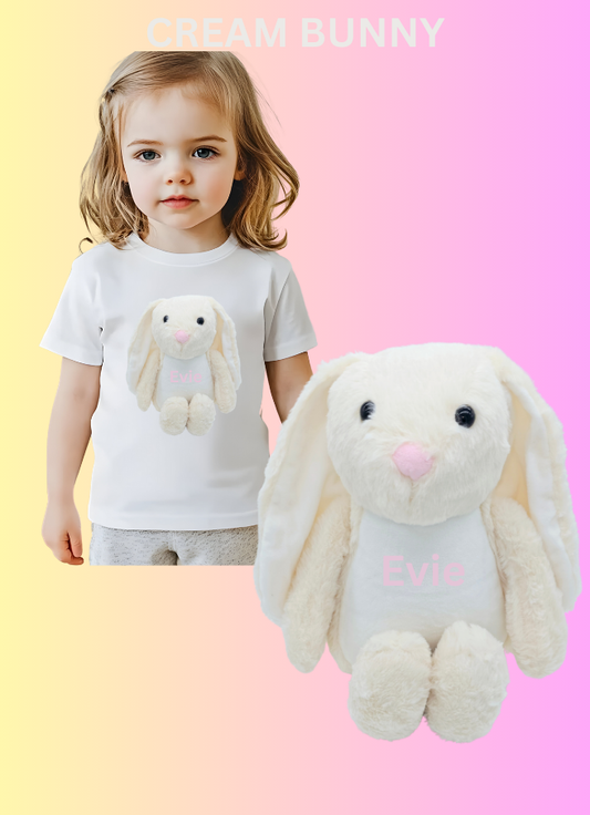 Tummi Bear® Cream Bunny & T-Shirt Set – Personalised