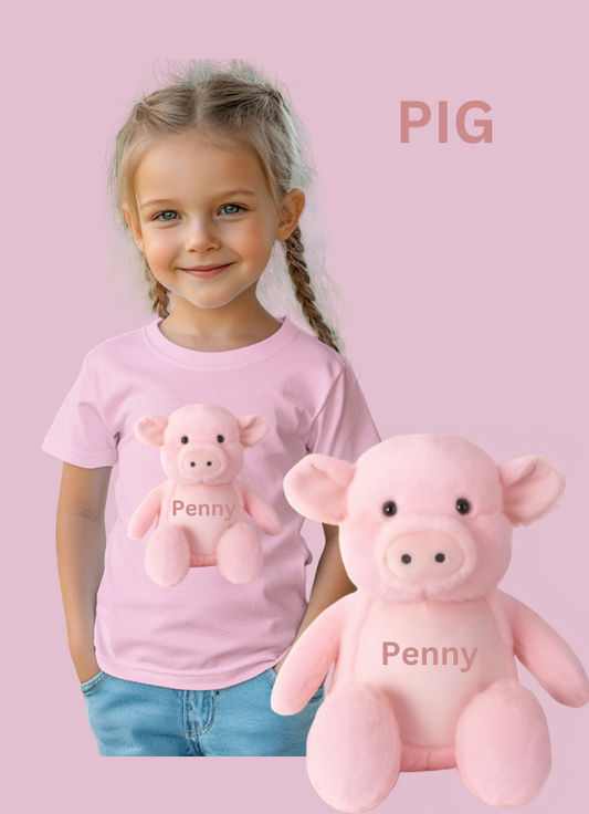 Tummi Bear® Piglet & Matching T-Shirt Set – Personalised