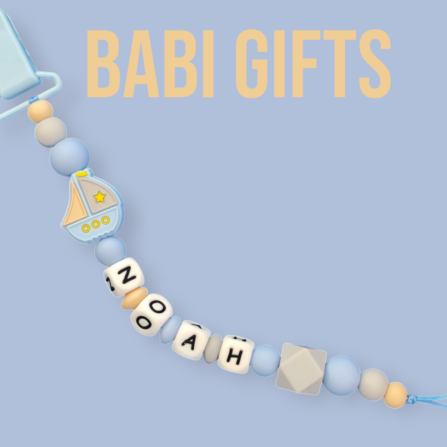 Nautical Blue Dummy Clip – Personalised for Baby Boys