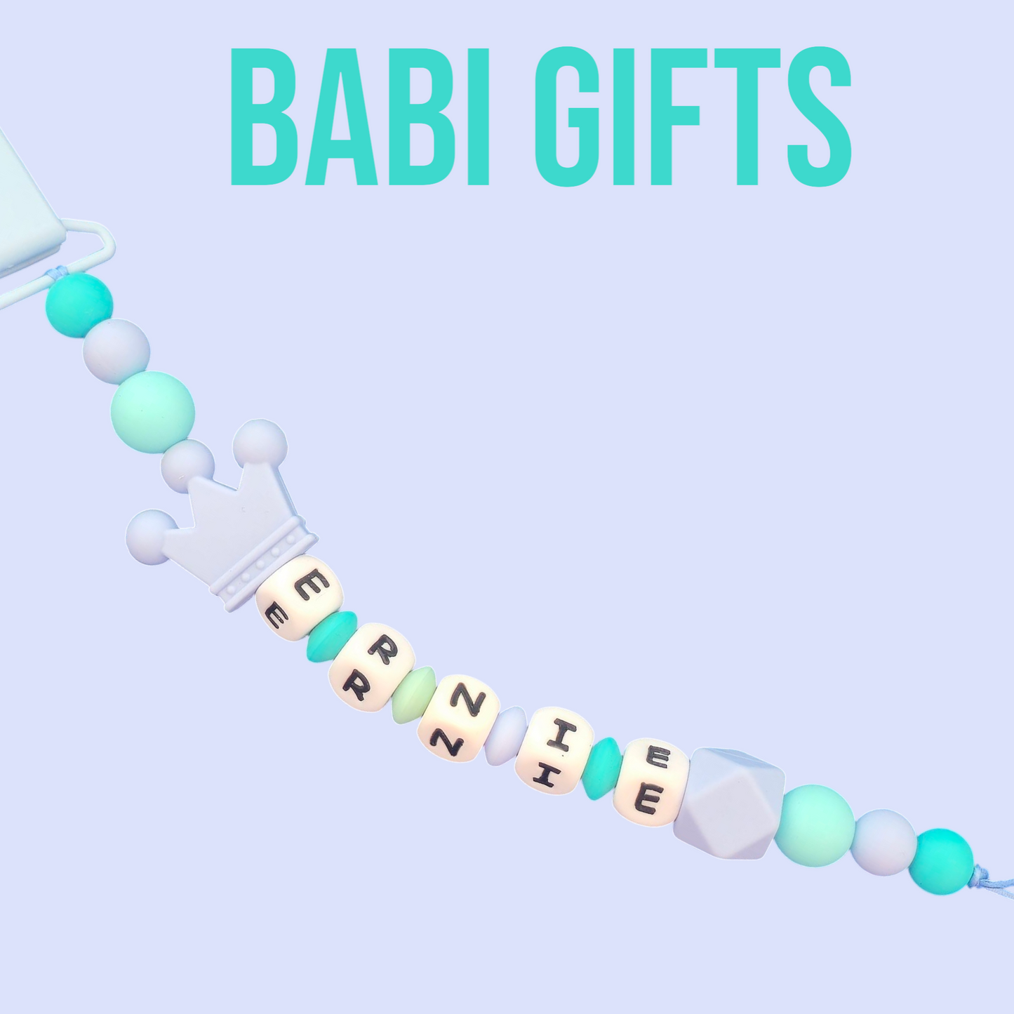Blue Crown Dummy Clip & Teether Set – Baby Boy Gift