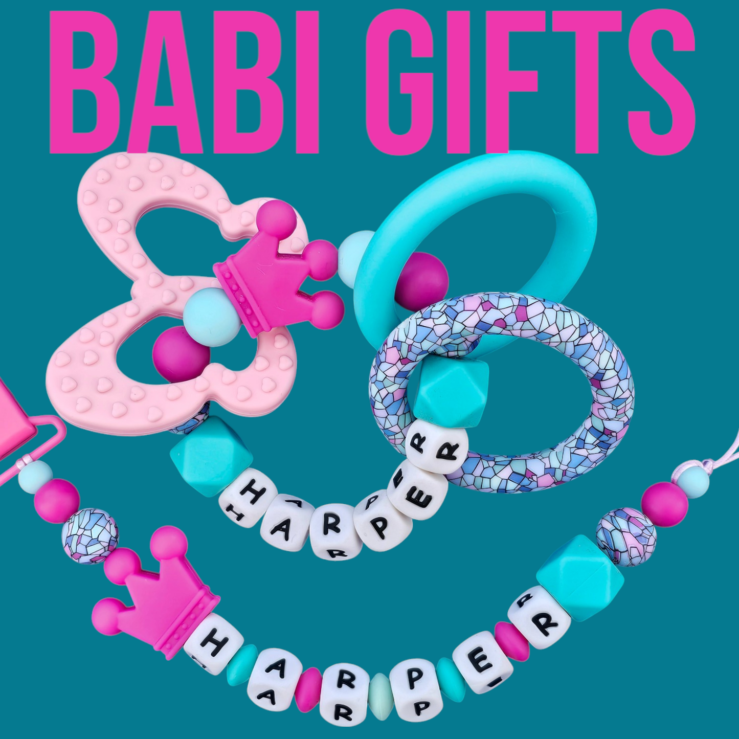 Crown & Butterfly Dummy Clip – Premium Personalised Set
