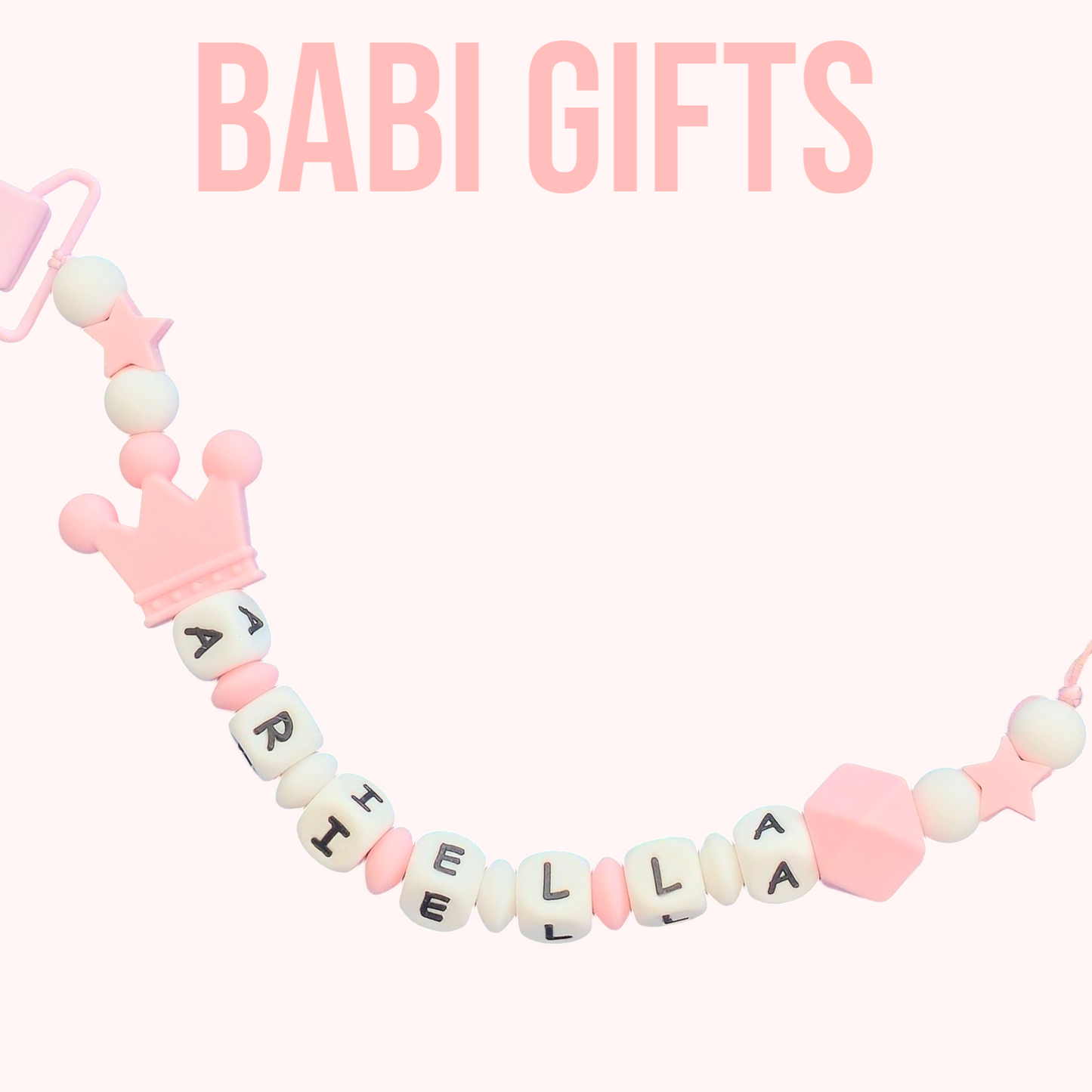 Pink Crown & Stars Dummy Clip Set – Princess Baby Gift