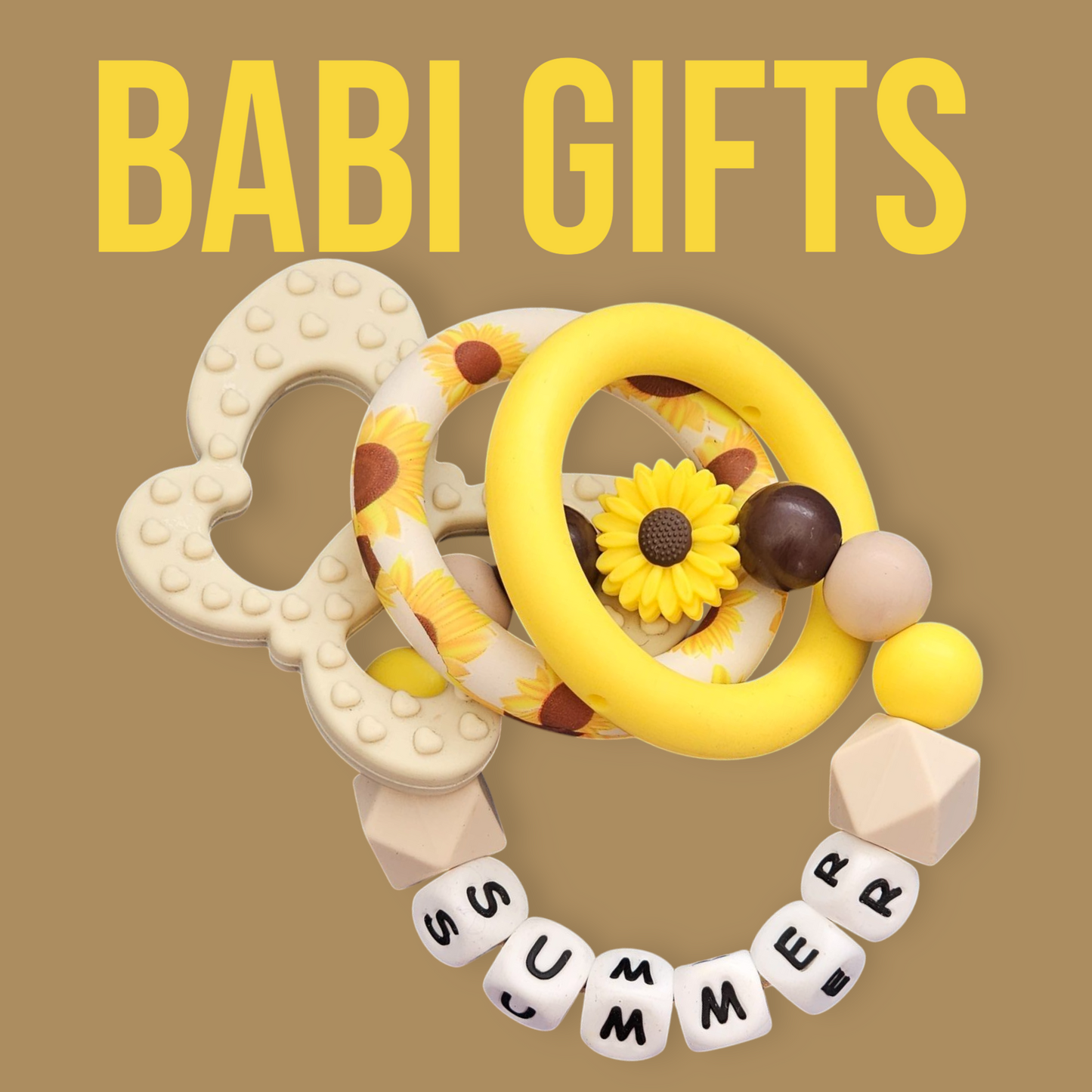 Sunflower Dummy Clip – Yellow Premium Set Personalised