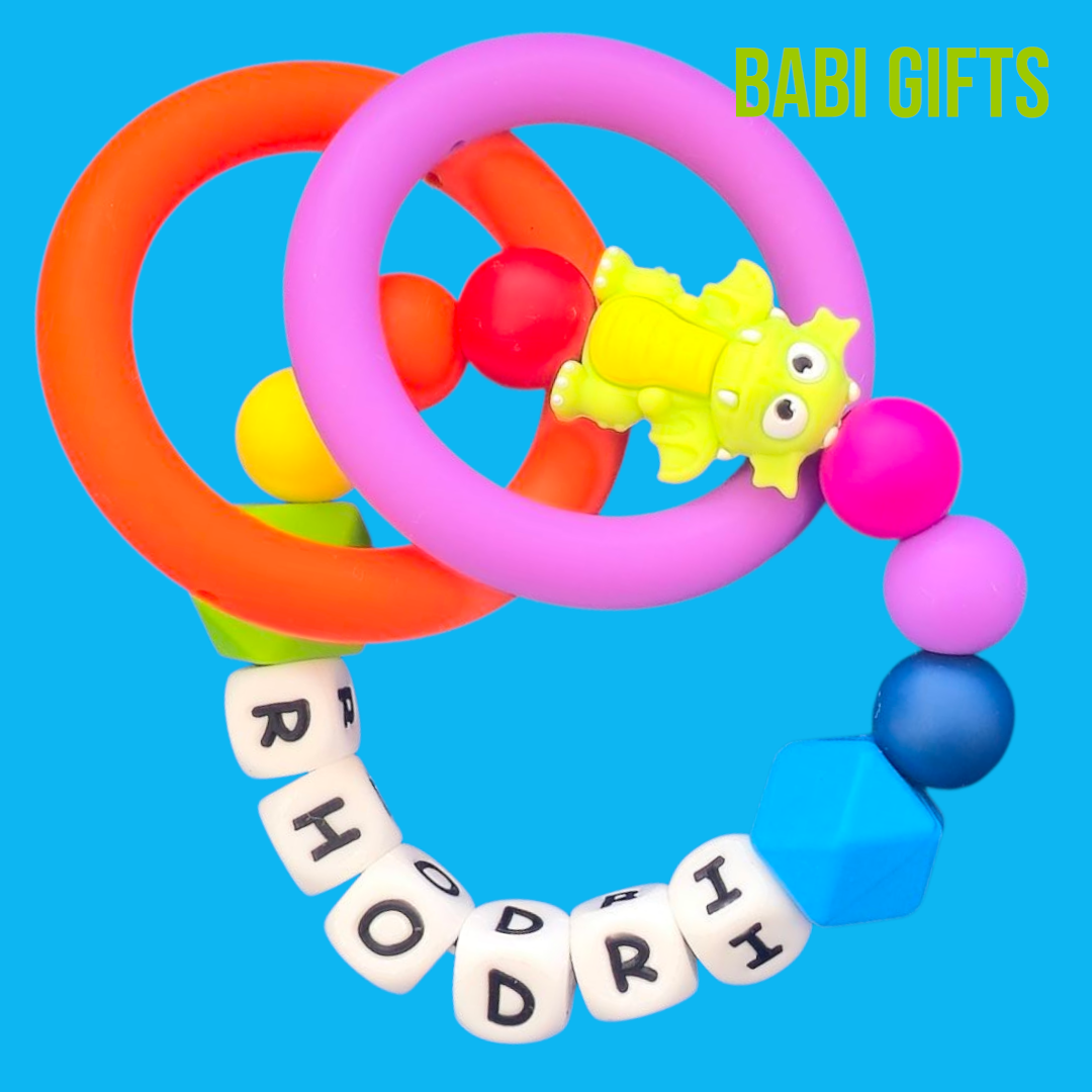 Green Dragon Dummy Clip & Teether – Personalised Gift