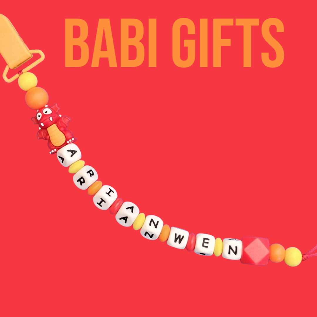 Red Dragon Dummy Clip & Teether Set – Personalised