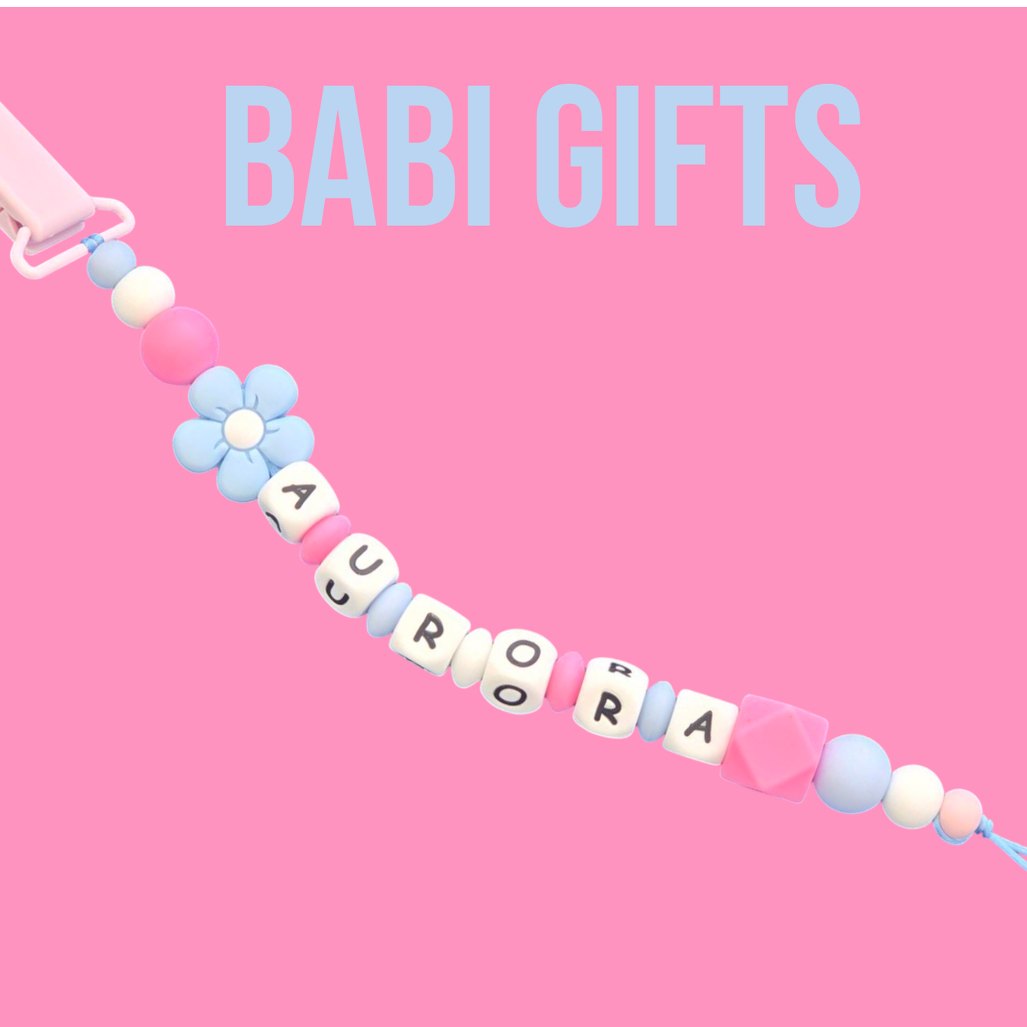 Aurora Dummy Clip & Teether – Blue & Pink Princess Gift