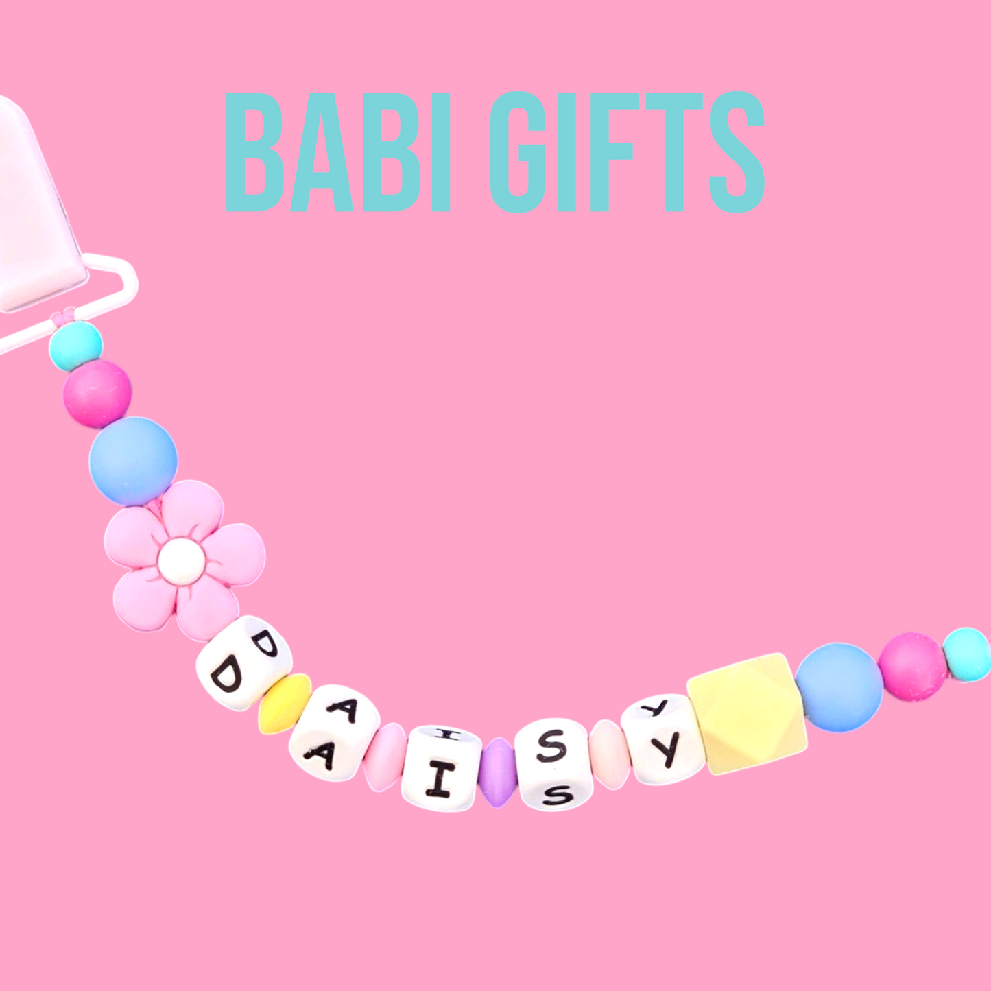 Floral Daisy Dummy Clip & Teether – With Butterfly Option