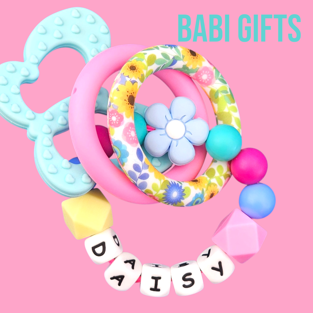 Floral Daisy Dummy Clip & Teether – With Butterfly Option