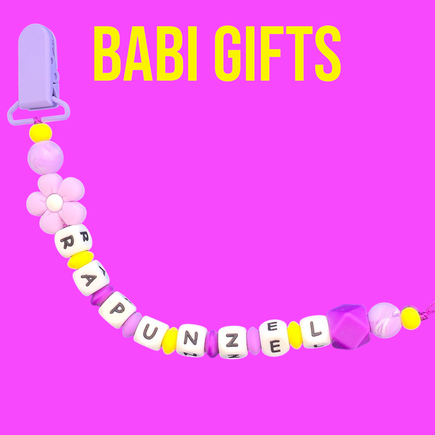 Rapunzel Dummy Clip & Teether – Purple & Yellow Gift