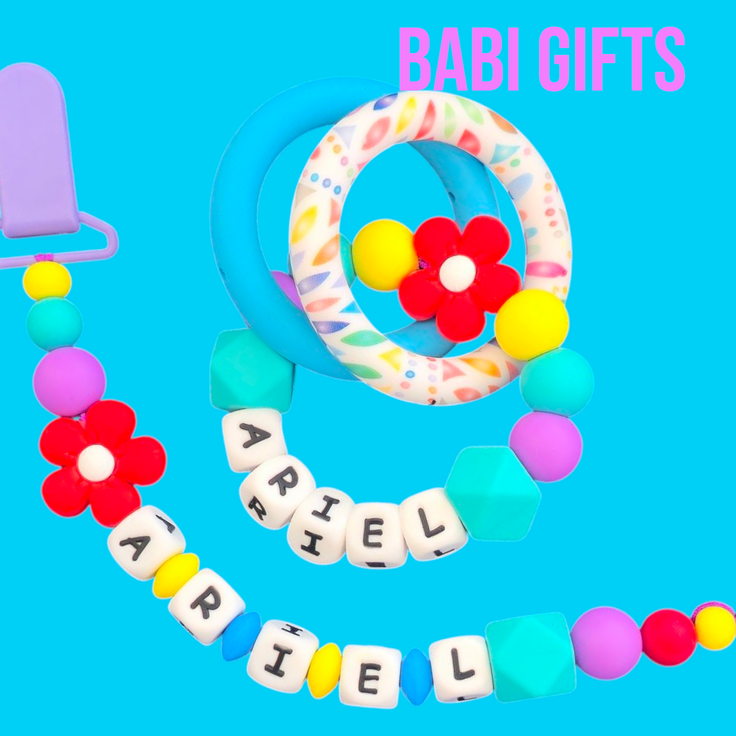 Ariel Dummy Clip & Teether – Rainbow Sea Princess Gift