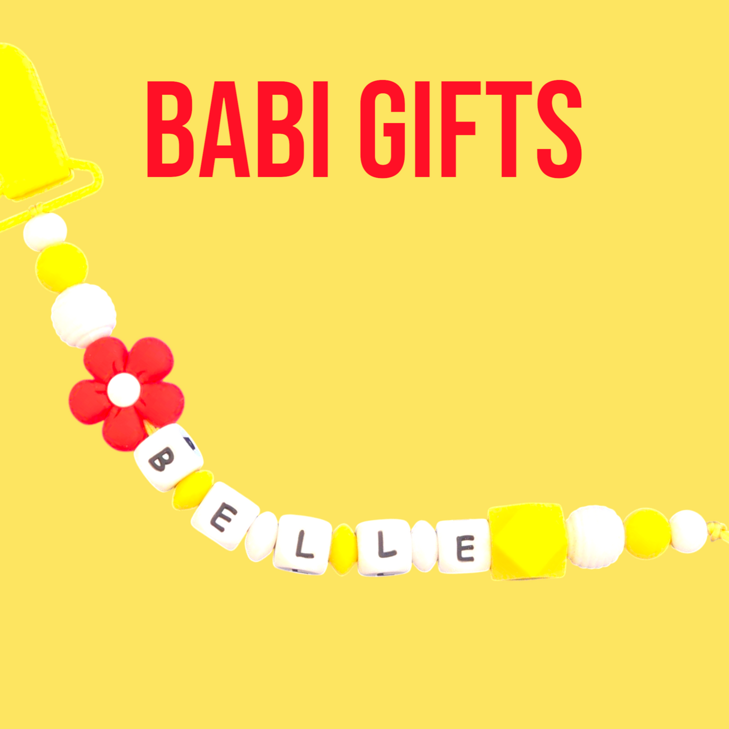 Belle Dummy Clip & Teether – Red & Yellow Princess Gift