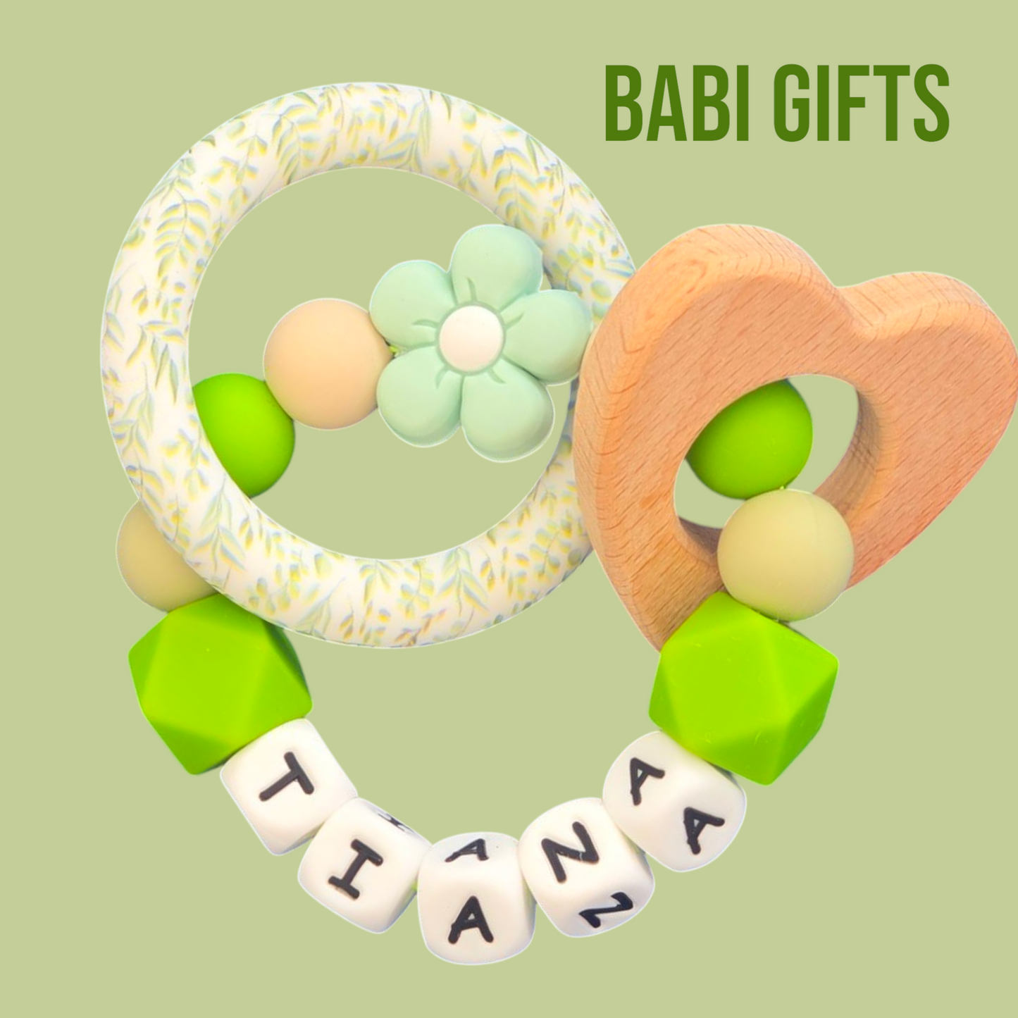 Tiana Dummy Clip & Teether – Green Floral Princess Gift