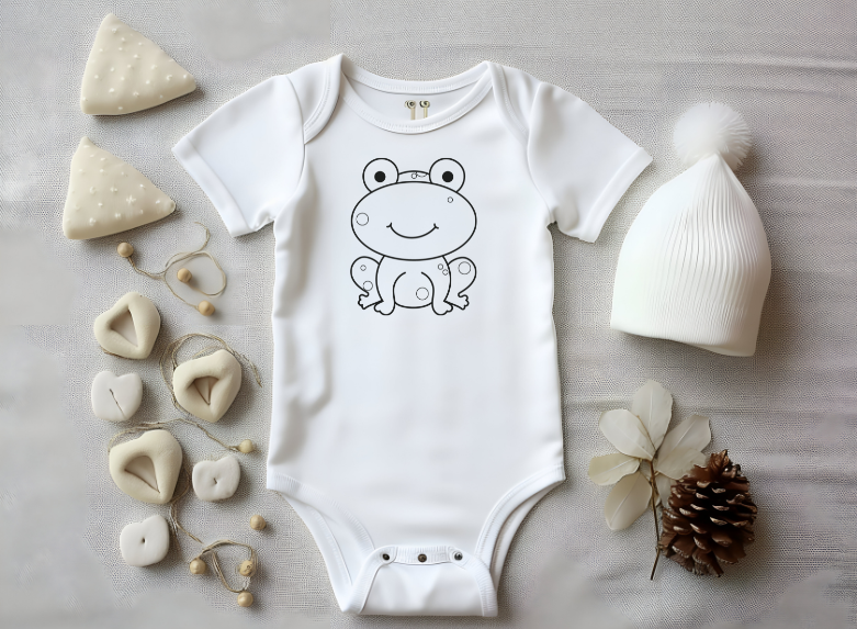 "Happy Frog" Baby Bodysuit โ Ribbiting Cuteness ๐ธ