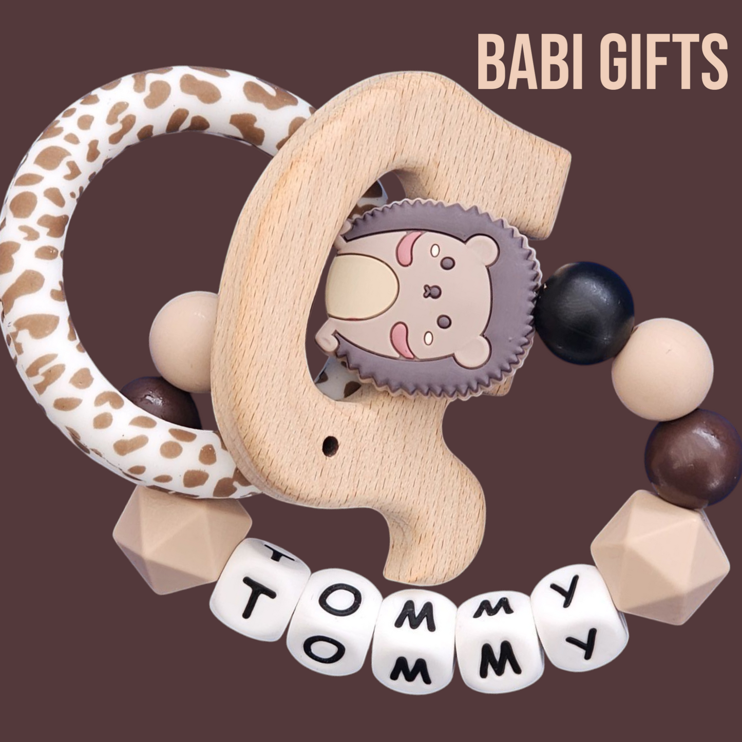 Hedgehog Dummy Clip & Teether – Personalised Woodland Gift