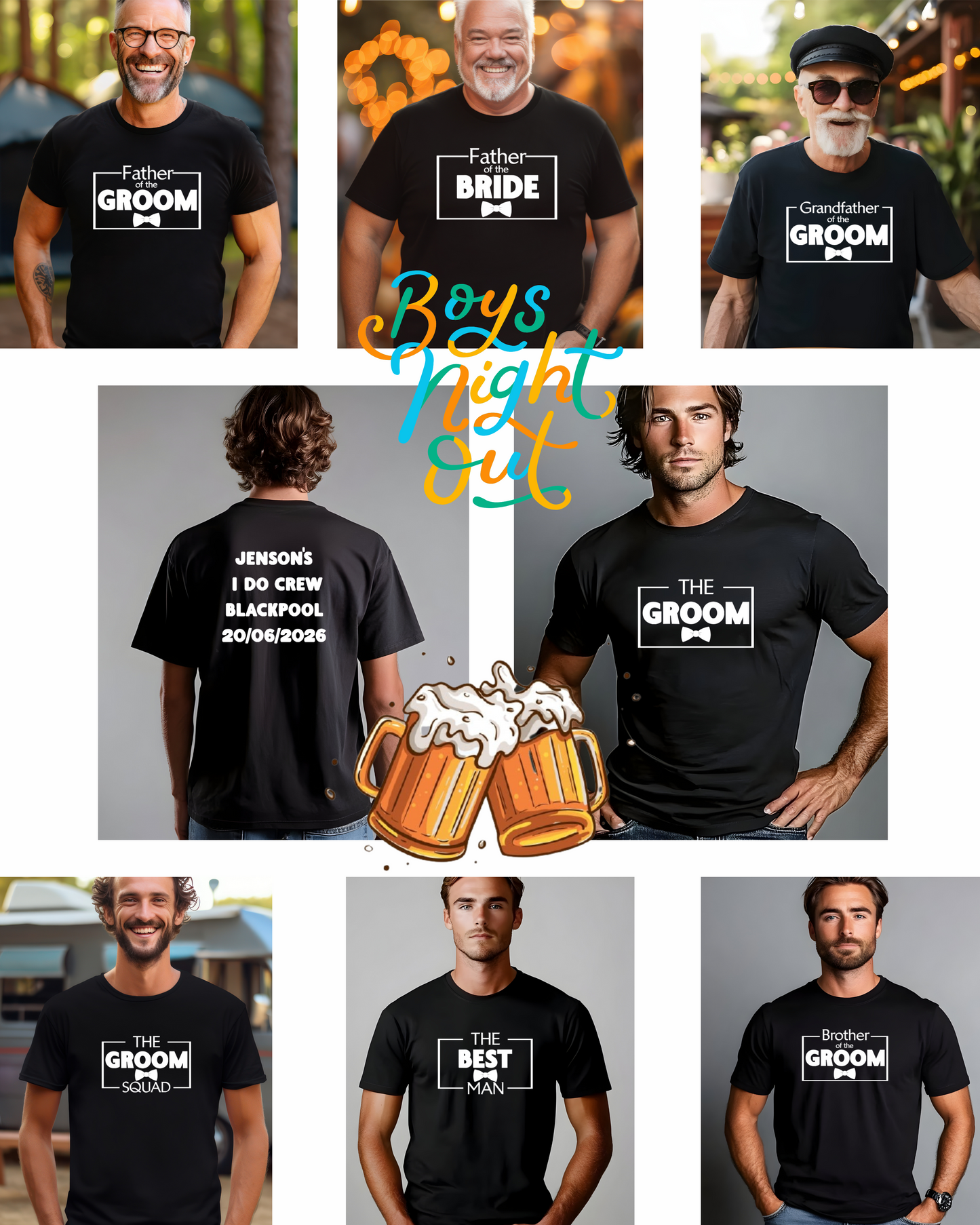Stag Party T-Shirt – Personalised Crew Names in Black