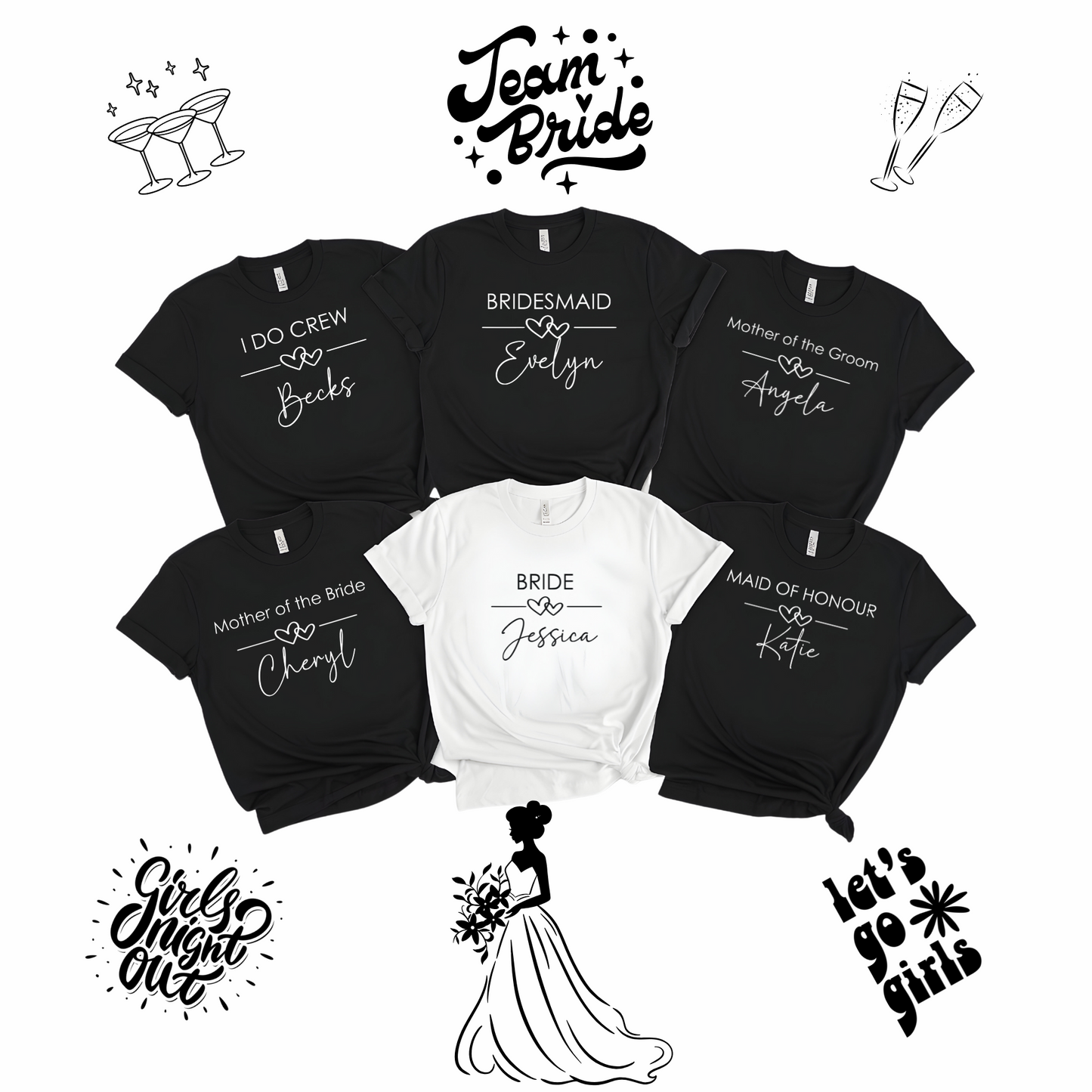 Hen Party T-Shirts – Personalised Bride & Squad Designs