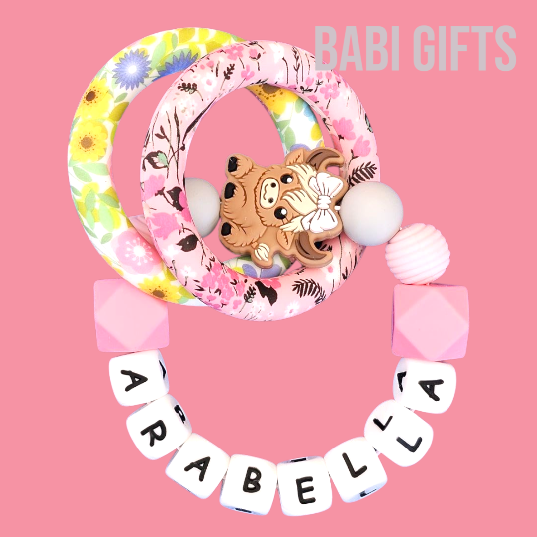 Highland Cow Girl Dummy Clip – Pink Baby Gift Set