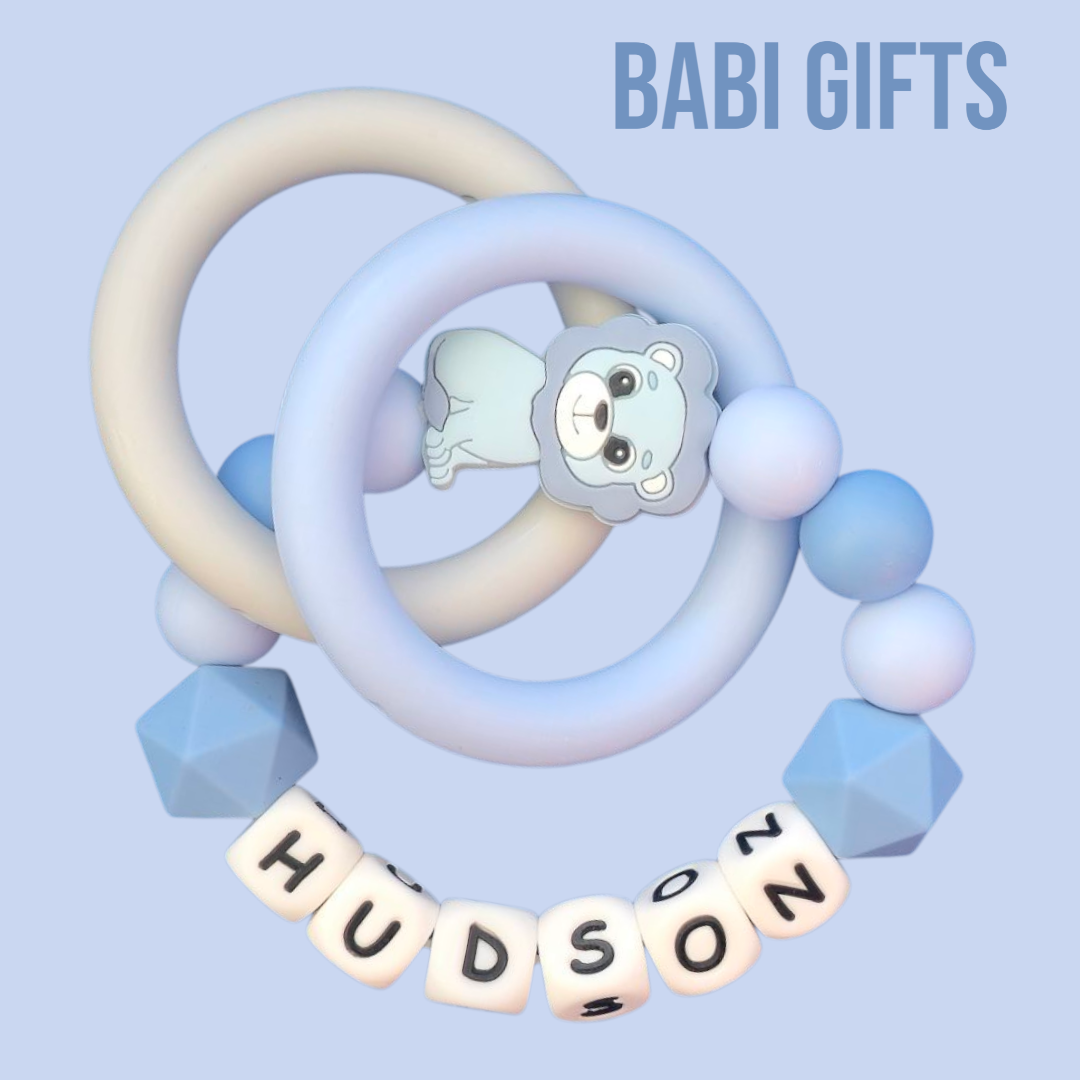 Blue Lion Dummy Clip & Teether – Gentle Baby Boy Gift
