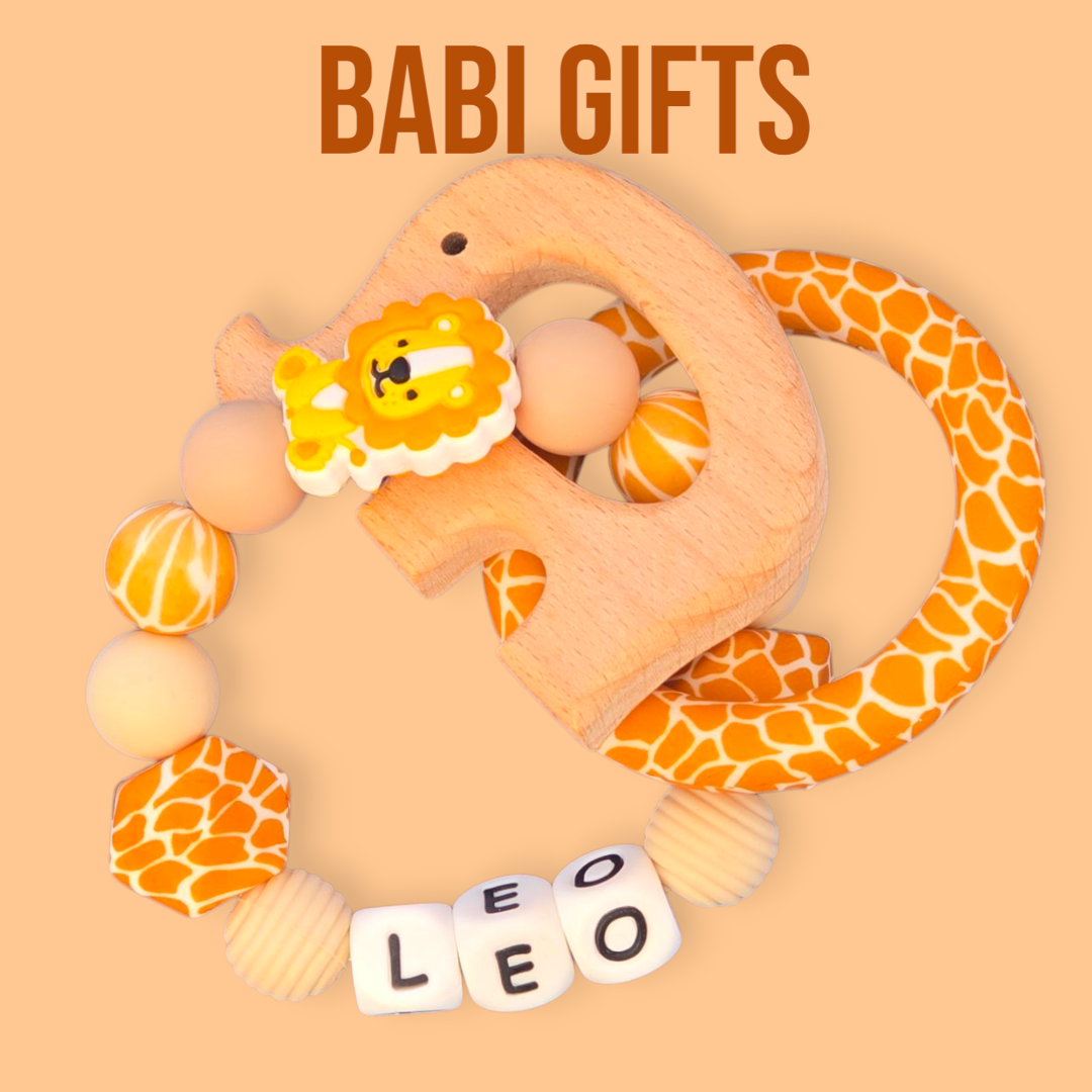 Safari Dummy Clip & Teether – Wild at Heart Personalised Set