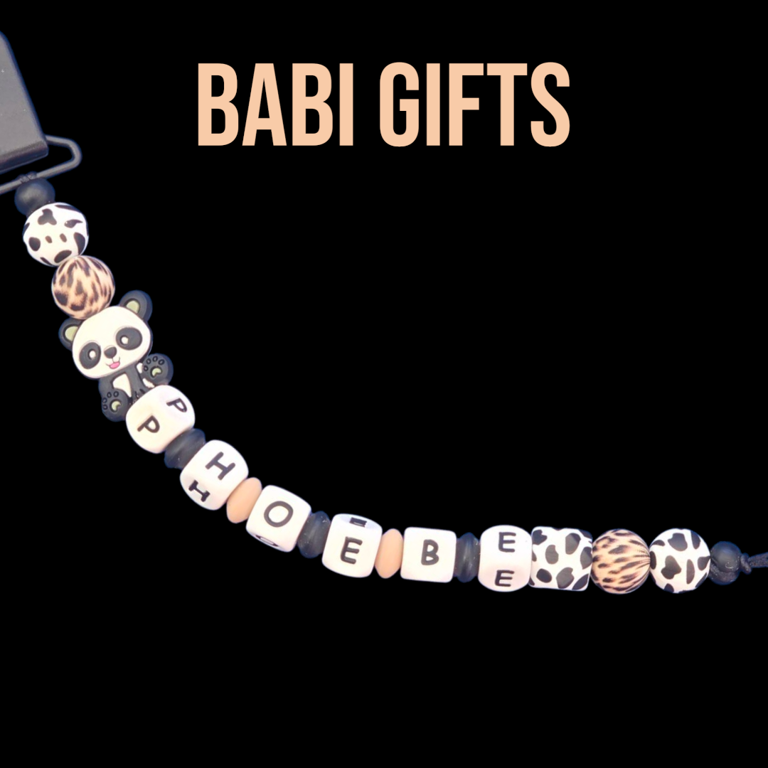 Panda Dummy Clip & Teether Set – Personalised Animal Print