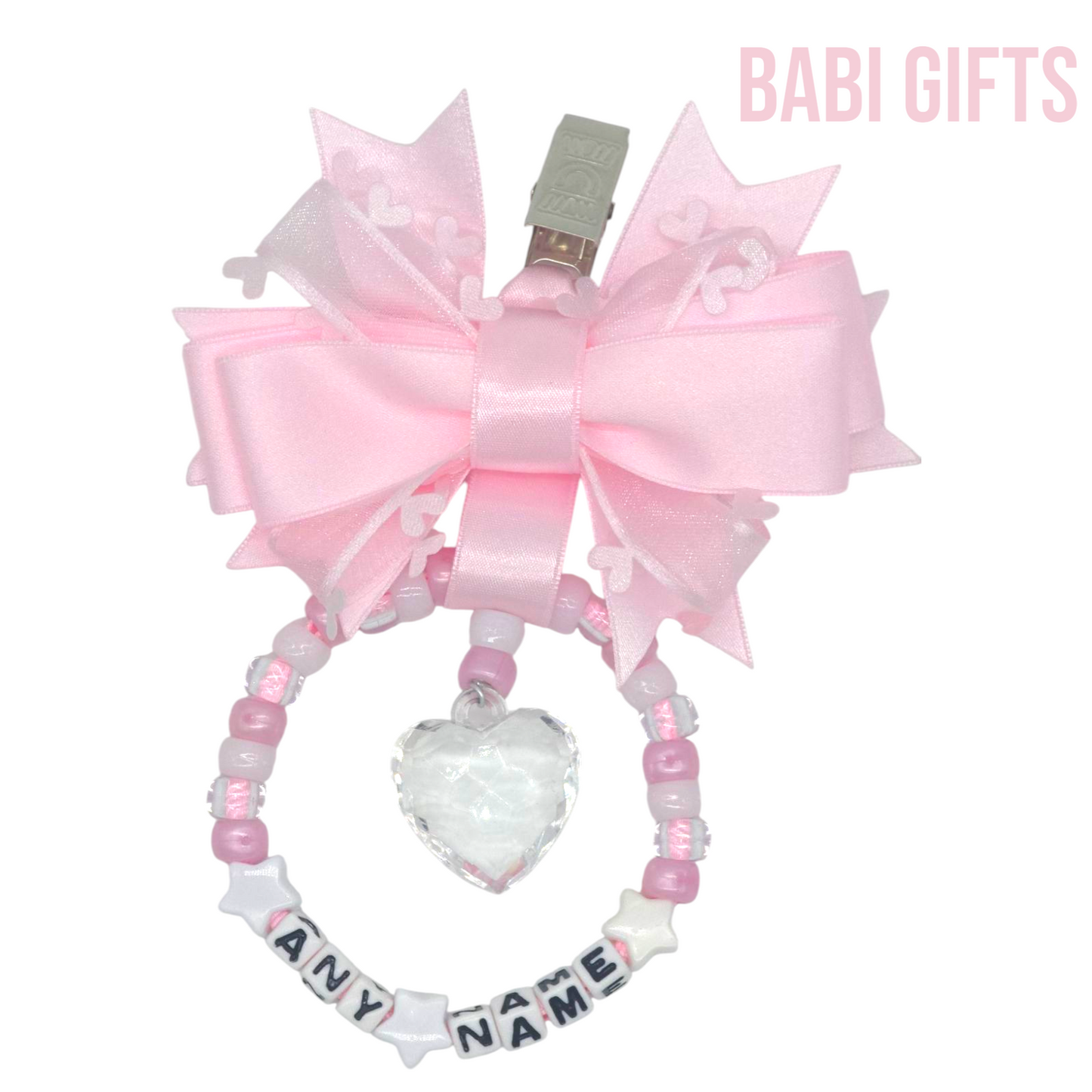 Pink Pram Charm β Personalised with Crystal Heart Beads