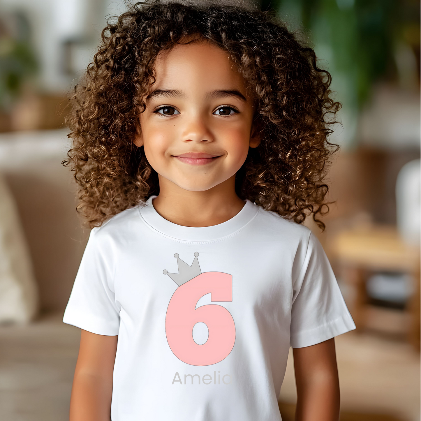 Pink Crown Birthday T-Shirt – Personalised with Name & Age