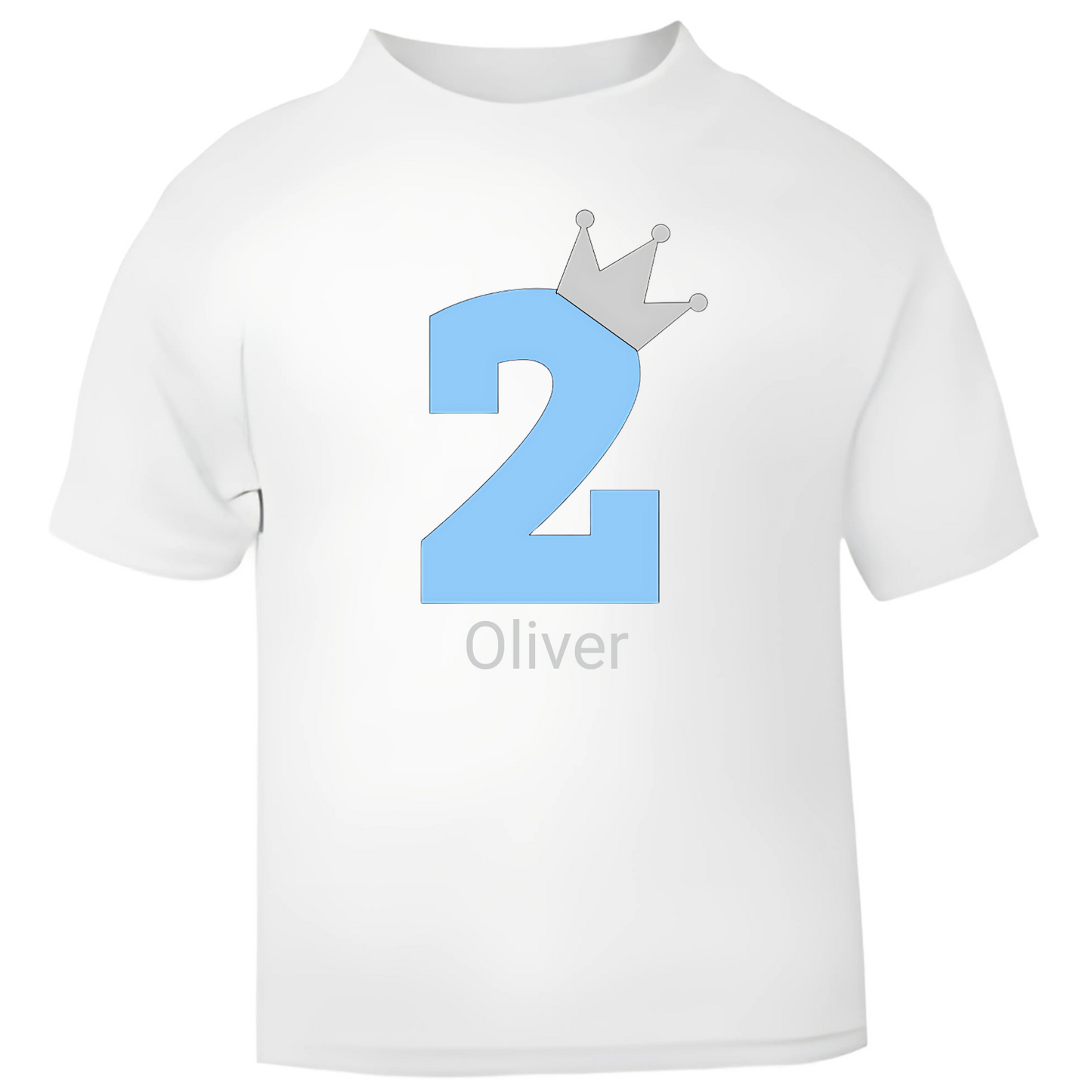 Blue Crown Birthday T-Shirt – Personalised with Name & Age