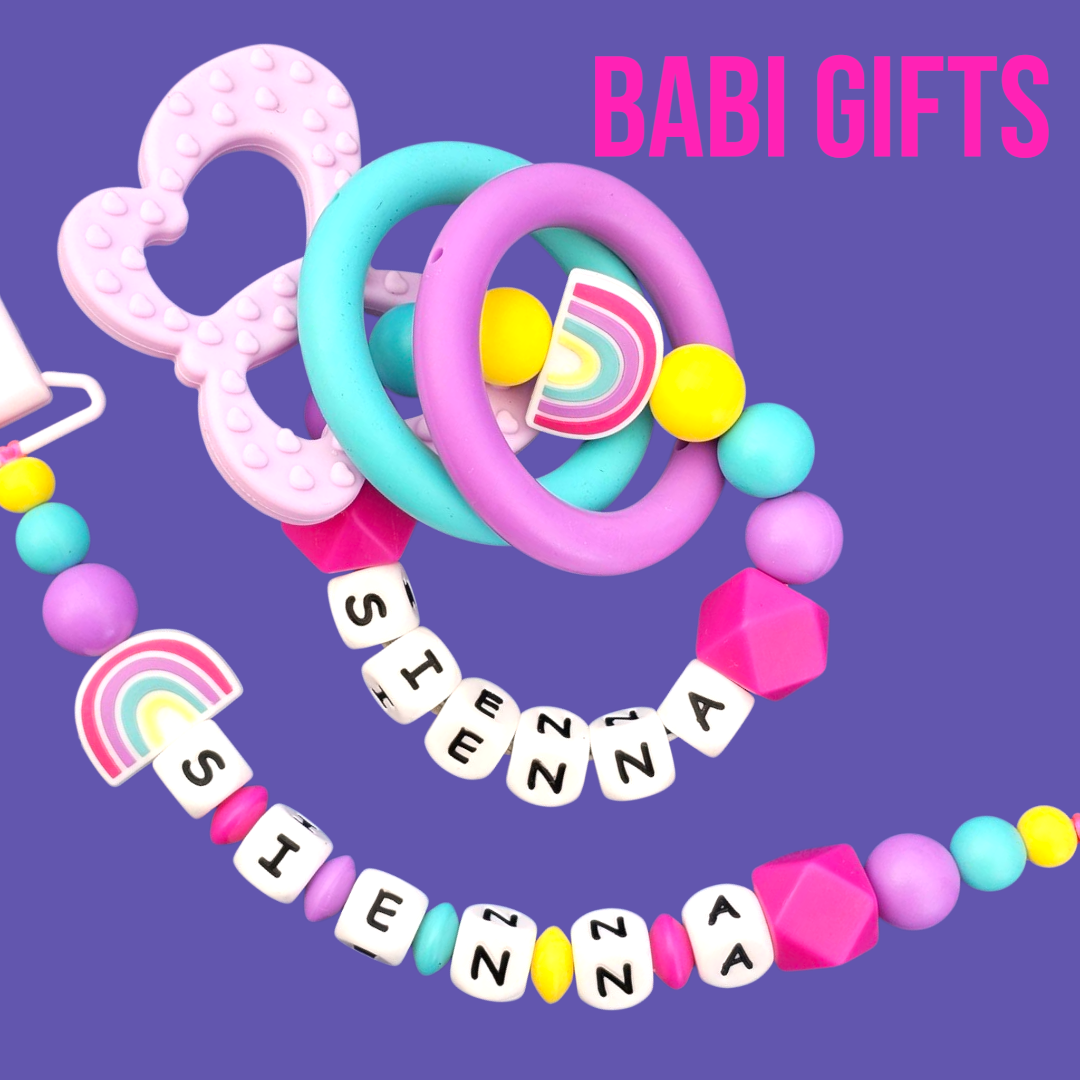 Rainbow Dummy Clip & Teether – With Butterfly Option
