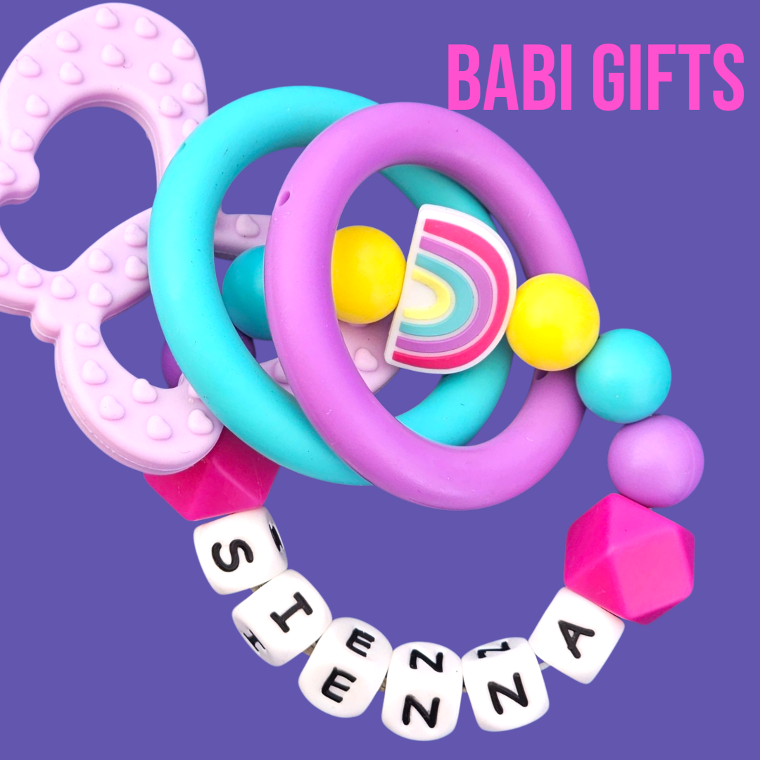Rainbow Dummy Clip & Teether – With Butterfly Option