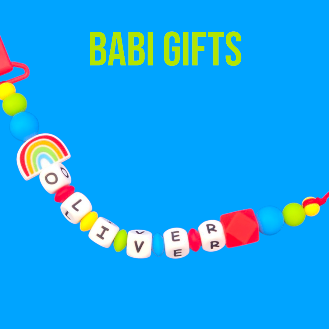 Rainbow Premium Dummy Clip & Teether β Personalised Gift