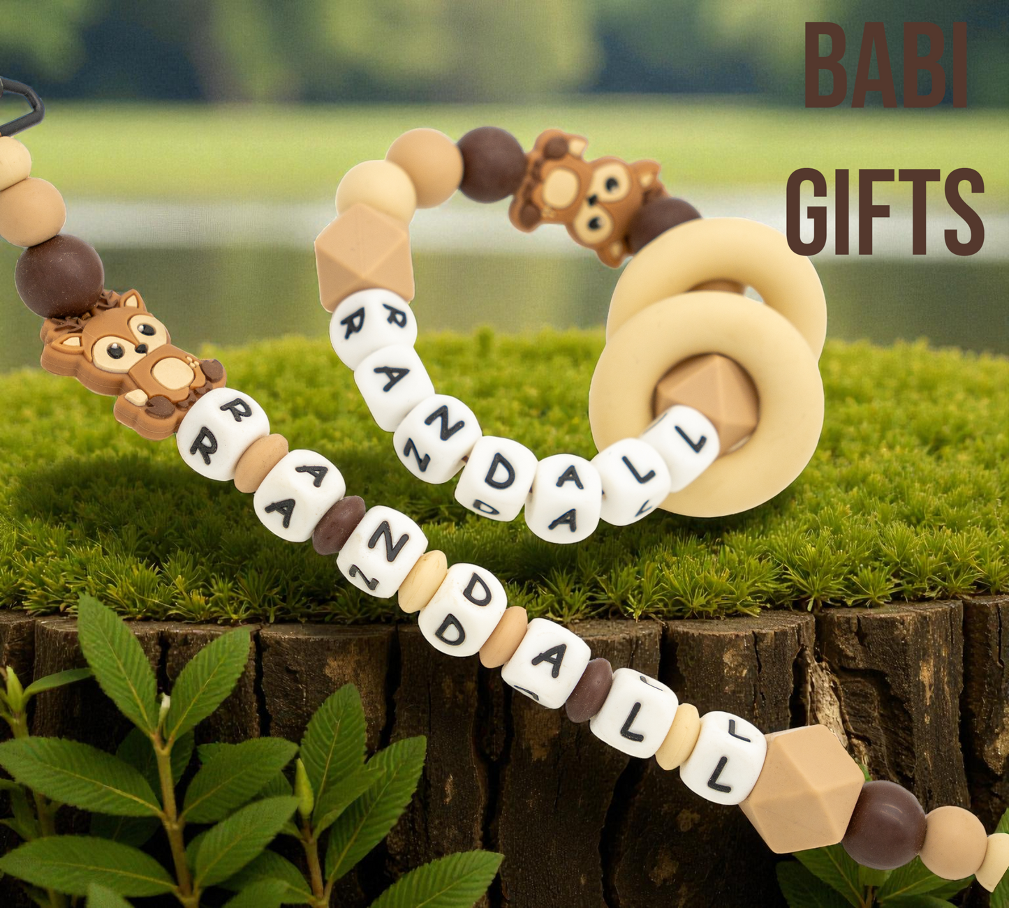 Woodland Reindeer Dummy Clip and Teether Set – Personalised Christmas Gift