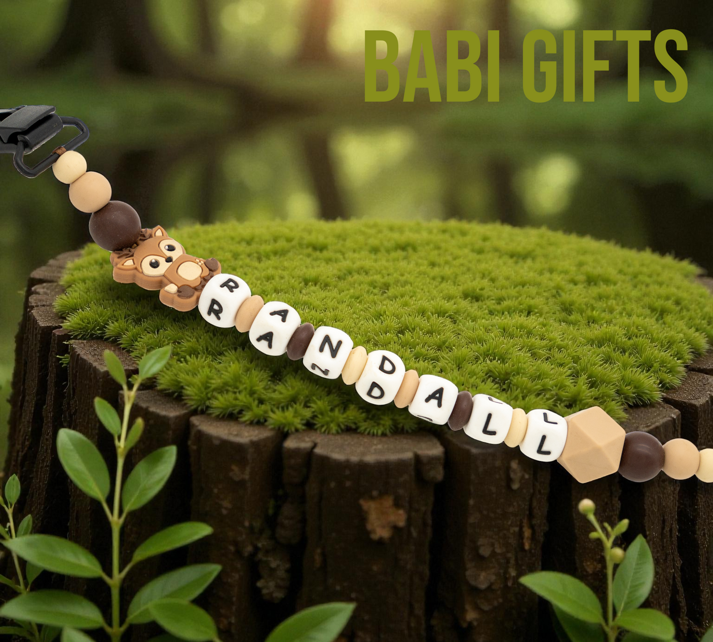 Woodland Reindeer Dummy Clip and Teether Set – Personalised Christmas Gift