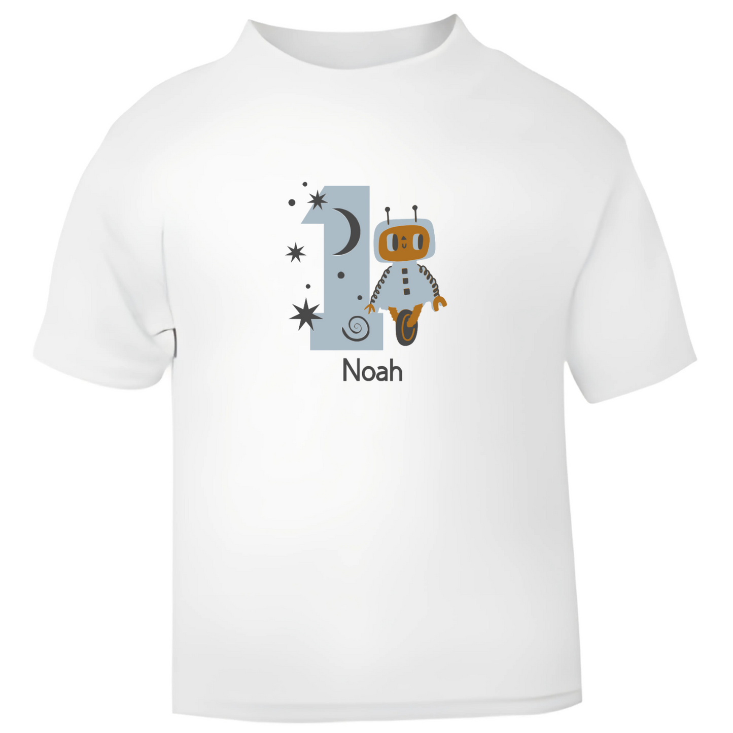 Robot 1st Birthday T-Shirt – Personalised Baby Boy Tee