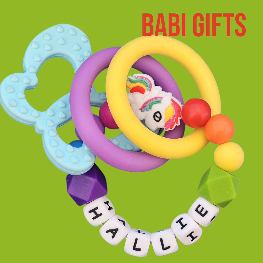 Rainbow Unicorn Dummy Clip – Personalised Baby Gift