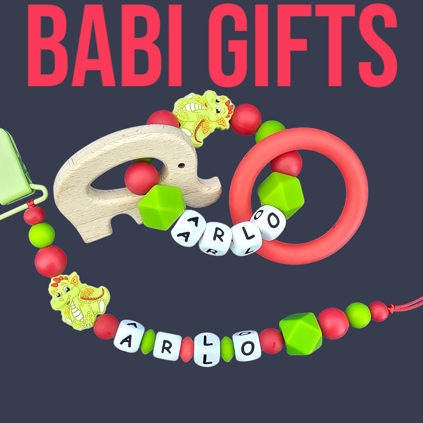 Dragon Dummy Clip & Rattle – Roar-some Personalised Set