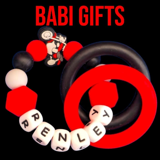 Motorbike Dummy Clip & Rattle Set – Personalised Gift