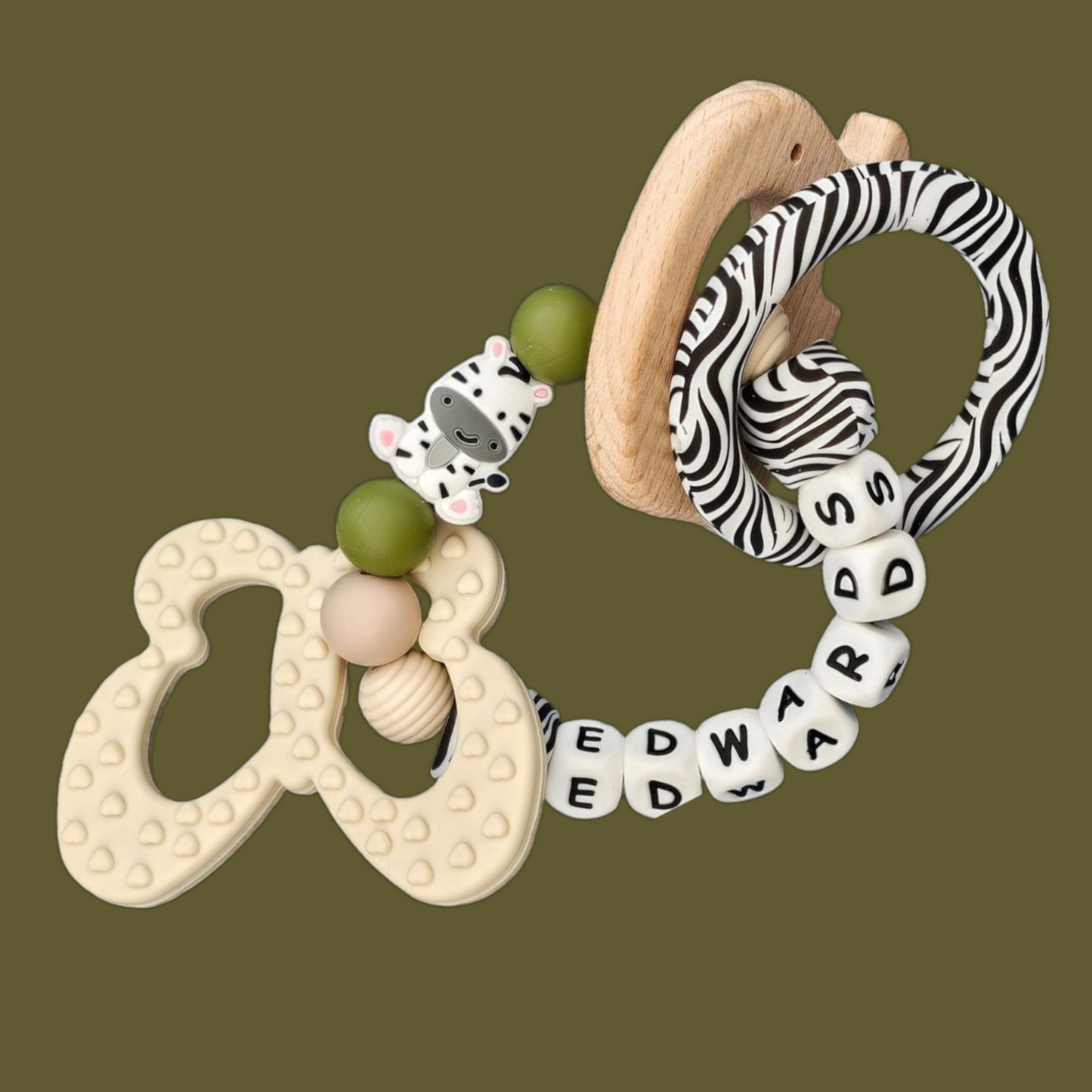 Zebra Safari Dummy Clip – Sage Green Premium Set