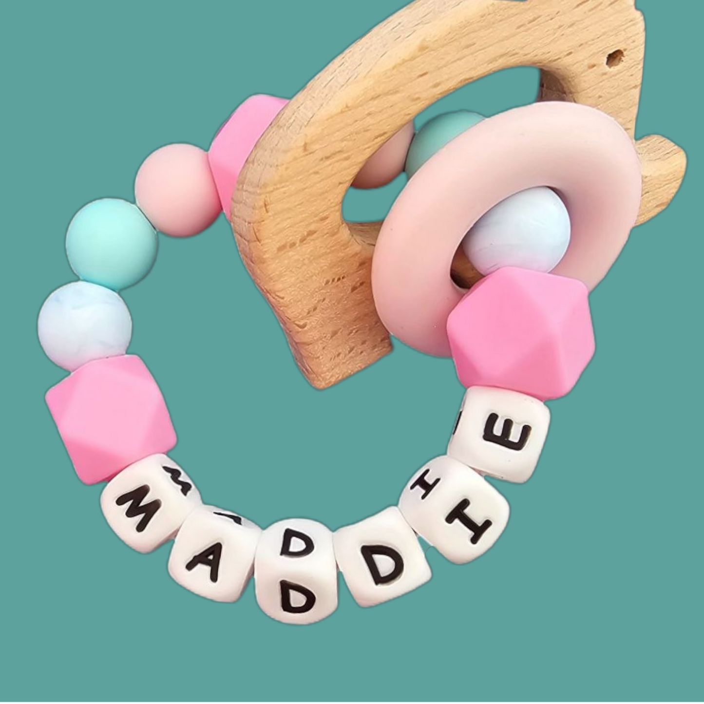 Sweet Pastels Dummy Clip And Rattle – Personalised Baby Set