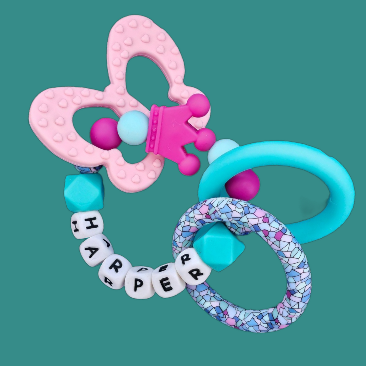 Crown & Butterfly Dummy Clip – Premium Personalised Set