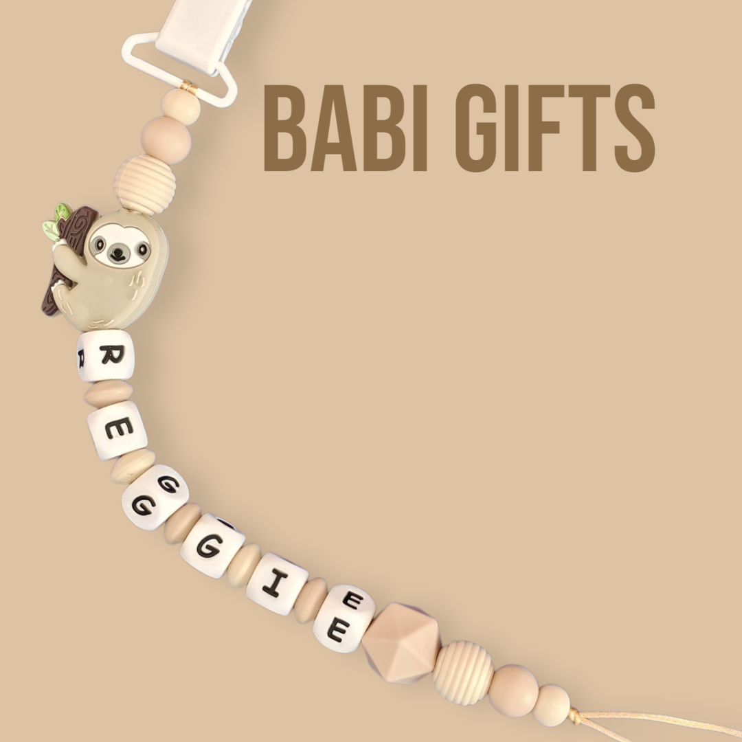 Sloth Dummy Clip β Natural Toned Personalised Teether Set
