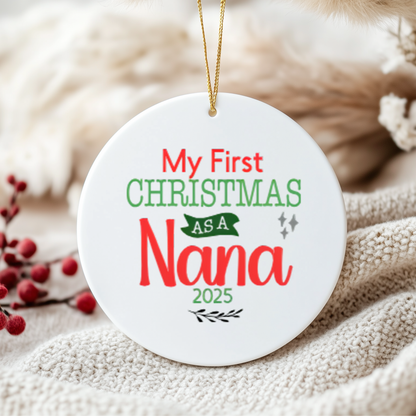 Personalised “My First Christmas As A…” Ceramic Ornament – Custom Name or Role – 2025 Keepsake Decoration