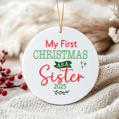 Personalised “My First Christmas As A…” Ceramic Ornament – Custom Name or Role – 2025 Keepsake Decoration