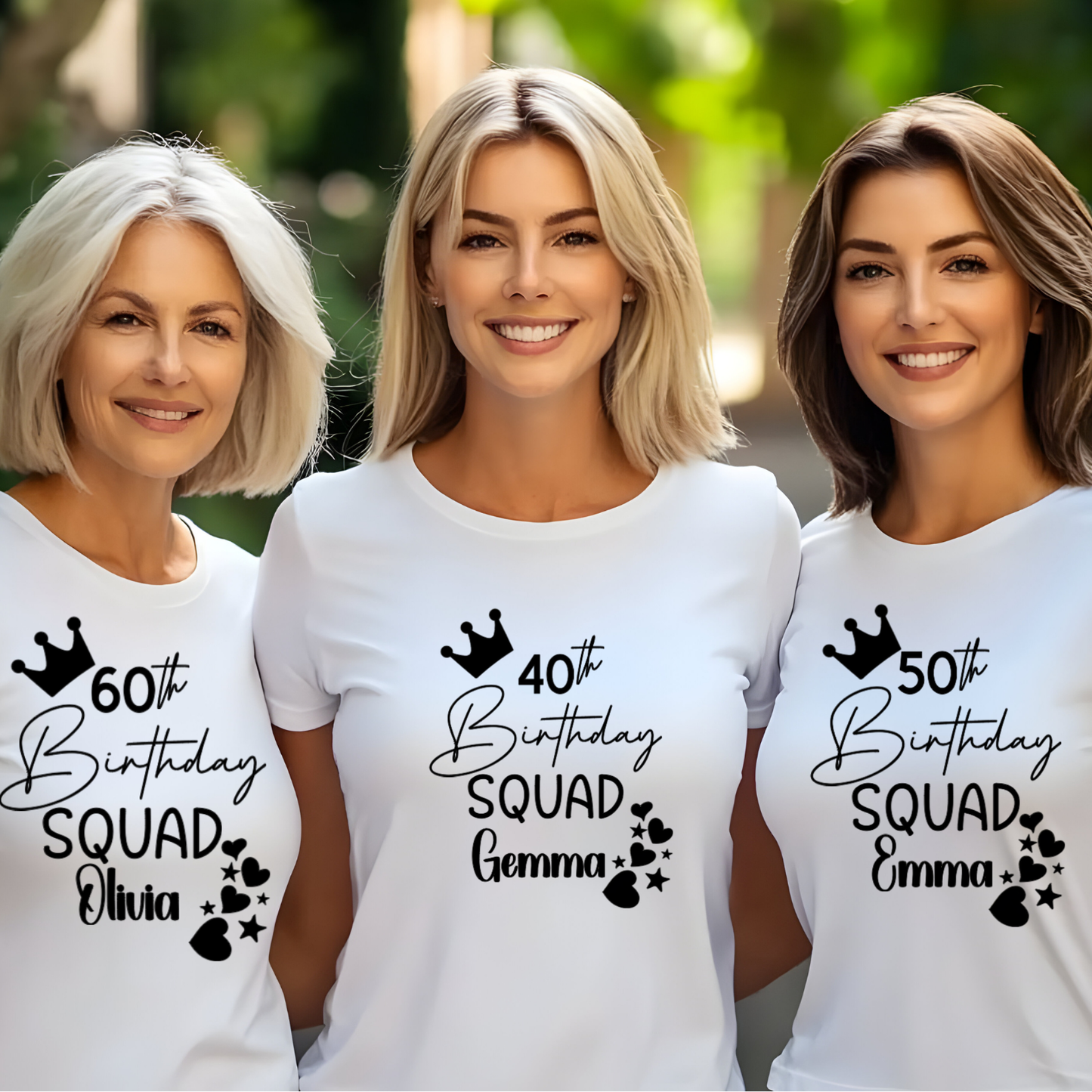 Personalised Birthday Squad T-Shirt – Custom Age & Name – Party Squad Matching Tee – Black or White