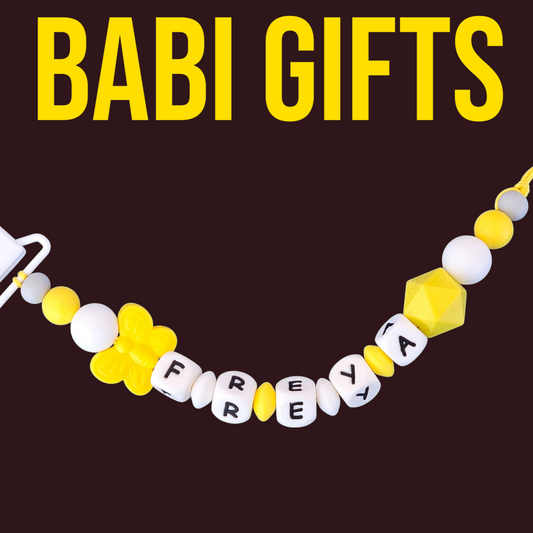 Bright Yellow Butterfly Dummy Clip – A Cheerful & Practical Baby Essential.