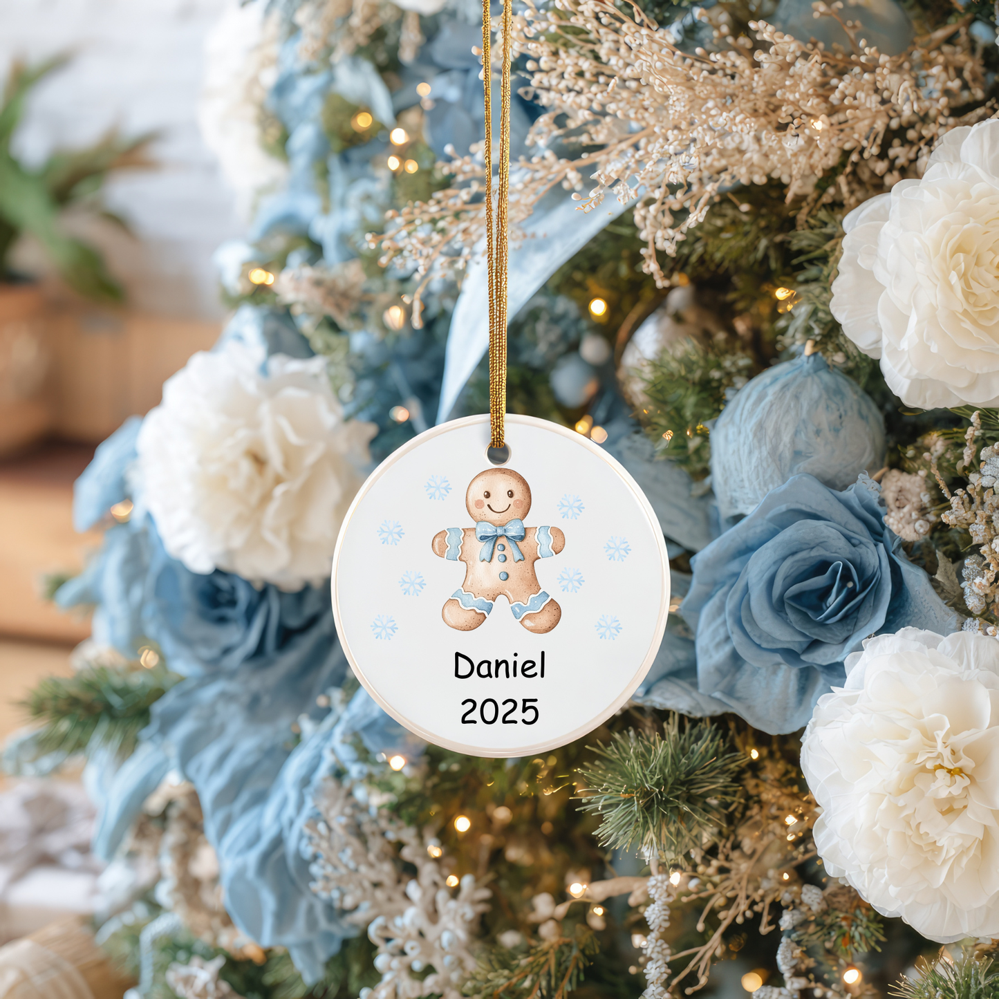 Blue Christmas Ornament Collection – Personalised Ceramic Decorations
