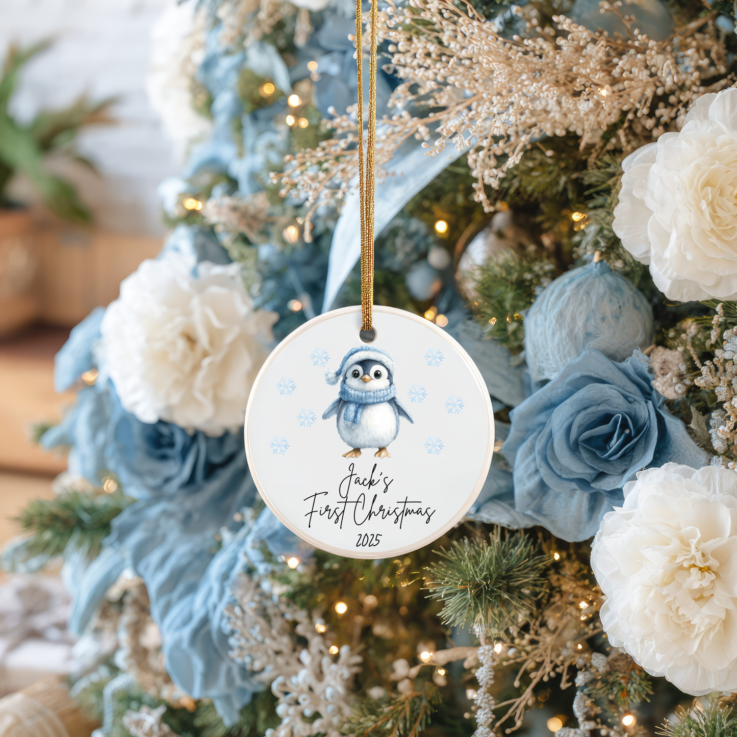 Blue Christmas Ornament Collection – Personalised Ceramic Decorations