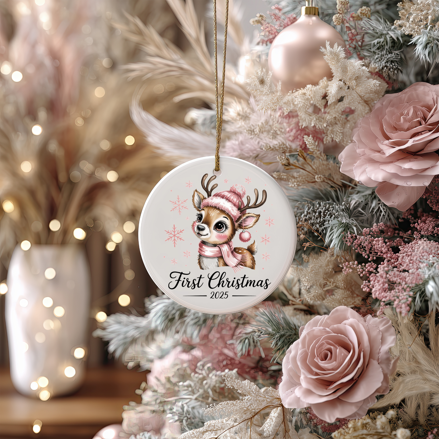 Pink Christmas Ornament Collection – Personalised Ceramic Decorations