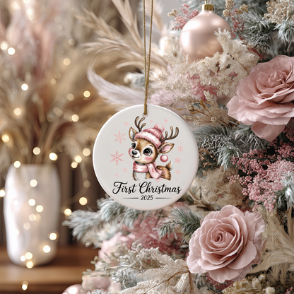 Pink Christmas Ornament Collection – Personalised Ceramic Decorations