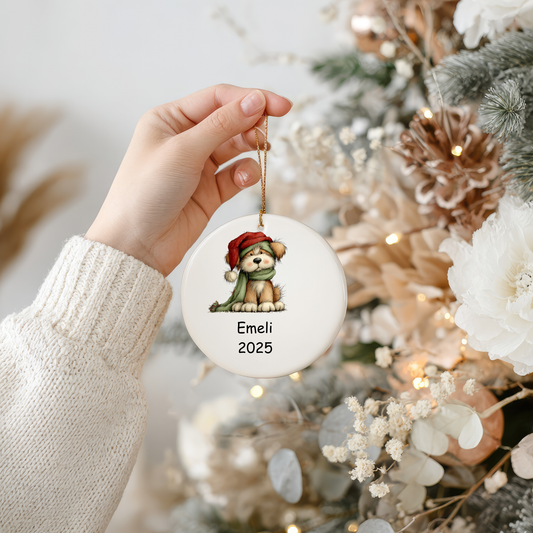 🎁 Whimsical Christmas Ornament Collection – Personalised Ceramic Decoration with Gift Pouch