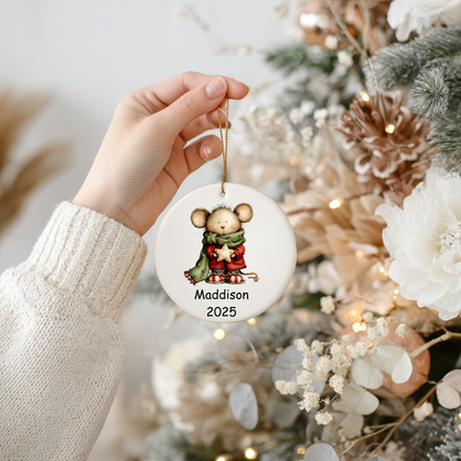 🎁 Whimsical Christmas Ornament Collection – Personalised Ceramic Decoration with Gift Pouch
